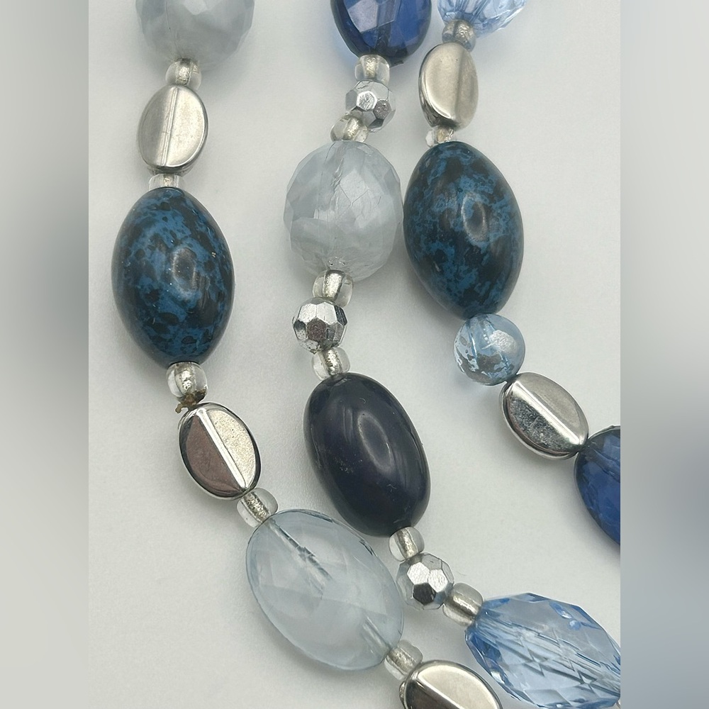 New York & Company Multistrand Beaded Blue Enamel Flower Necklace - Picture 5 of 12